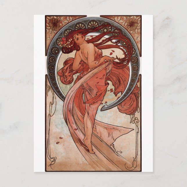 Tanz von Alphons Mucha Postkarte (Vorderseite)