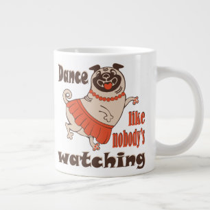 Tanz wie niemand sieht gürteligen Mops Hund zu Jumbo-Tasse