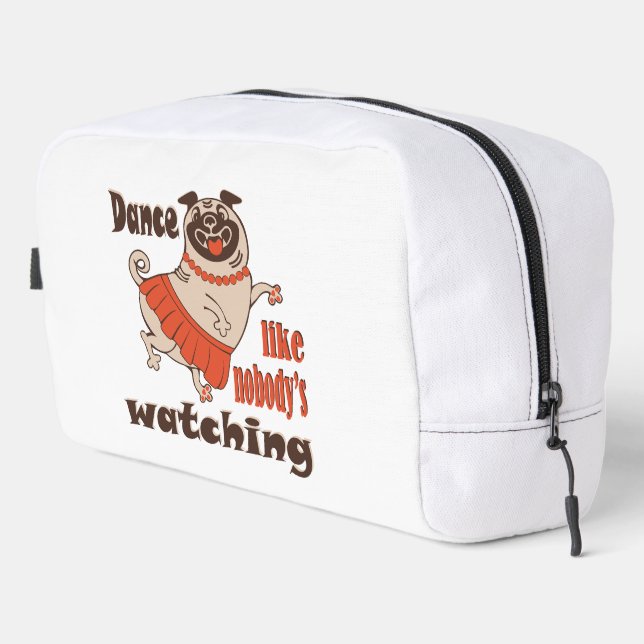 Tanz wie niemand sieht gürteligen Mops Hund zu Waschbeutel (Rechte Ecke)