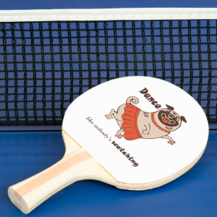 Tanz wie niemand sieht Mops Girl zu Tischtennis Schläger