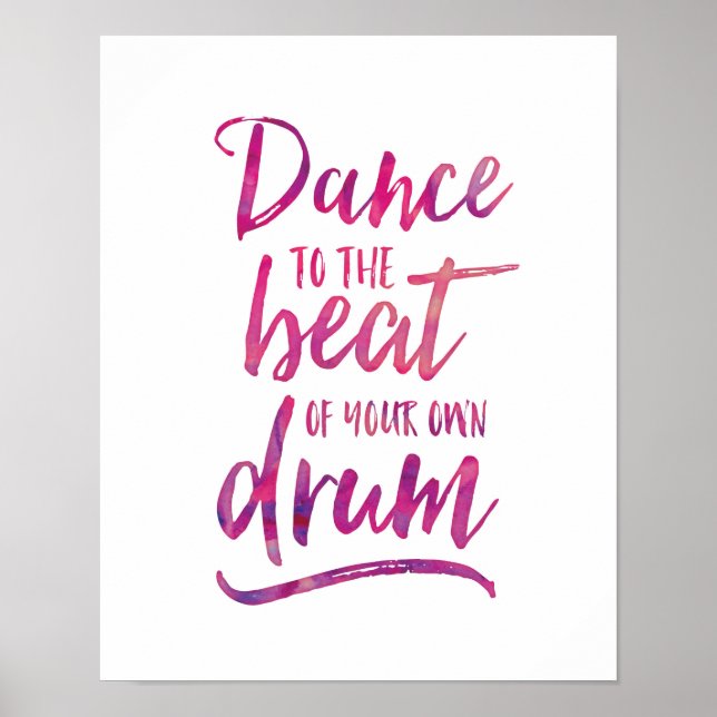 Tanz zum Beat-Aquarell-Typografie-Poster Poster (Vorne)