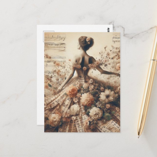 Tanz zur Blumenmusikkollektion Postkarte (Vorderseite/Rückseite Beispiel)