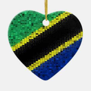 Tanzania-Flaggen-Glitterverzierung Keramik Ornament