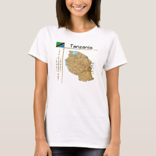 Tanzanie Carte + Drapeau + Titre T-Shirt