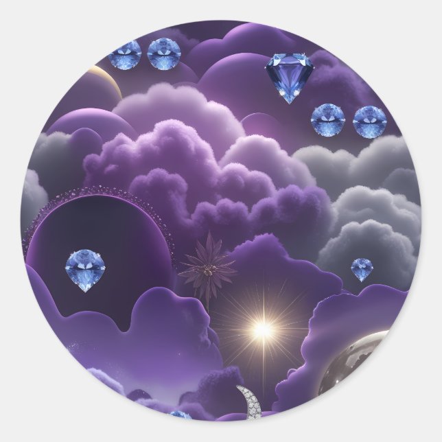 Tanzanite Diamond Celestial Moon Luxury Aesthetic Runder Aufkleber (Vorderseite)
