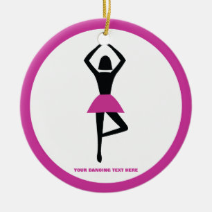 Tanzballerina, schwarz, heißrosa, Brauch Keramikornament