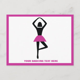 Tanzballerina, schwarz, heißrosa, Brauch Postkarte