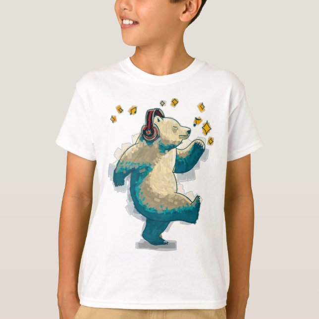 Tanzbär mit Kopfhörern T-Shirt (Vorderseite)