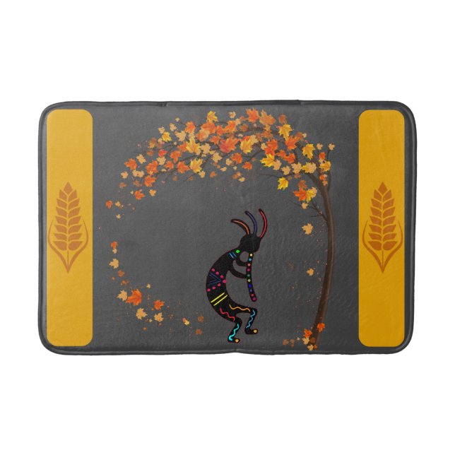 Tanzbaum Herbstlaubs Flute Kokopelli Badematte (Vorderseite)