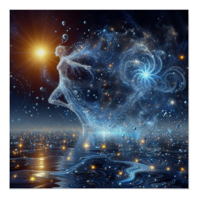 Tanzen auf reinem Wasser in einem blauen See Poster (Vorderseite)