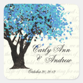 Tanzen Blooms Blue Tree Quadratischer Aufkleber
