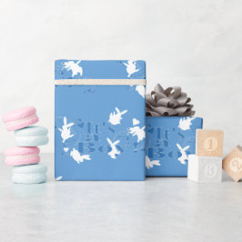 Tanzen Bunnies Es ist ein Junge! Blaues Papier Geschenkpapier