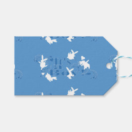 Tanzen Bunnies Es ist ein Junge! Blue Baby Dusche Geschenkanhänger