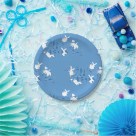 Tanzen Bunnies Es ist ein Junge! Blue Baby Dusche Pappteller