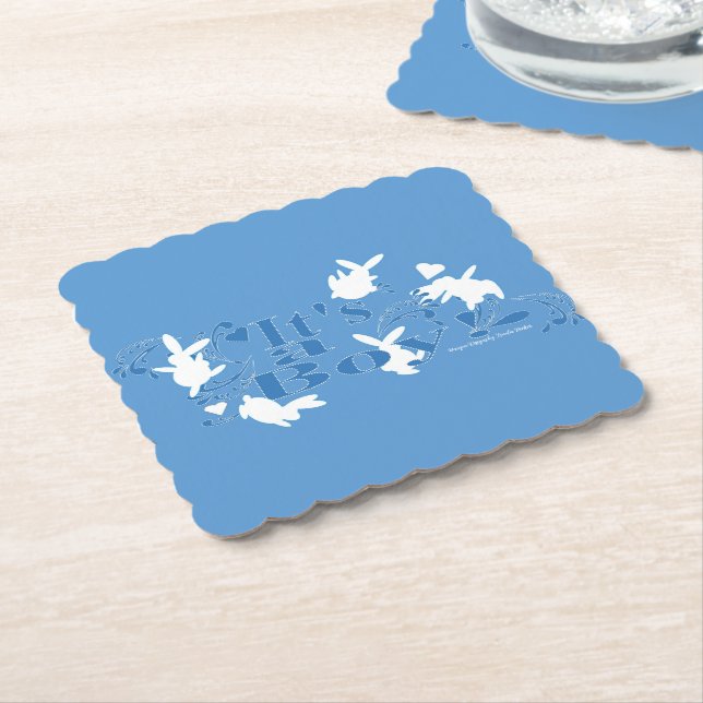 Tanzen Bunnies Es ist ein Junge! Blue Baby Dusche Untersetzer (angewinkelt)