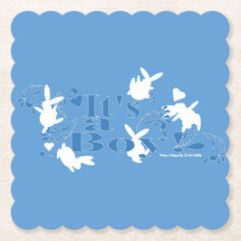 Tanzen Bunnies Es ist ein Junge! Blue Baby Dusche Untersetzer