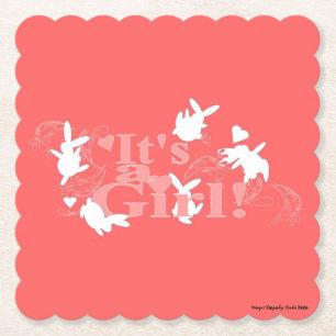 Tanzen Bunnies Es ist ein Mädchen! Pink Baby Dusch Untersetzer