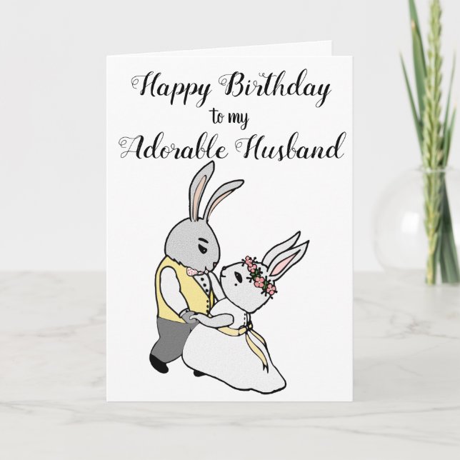 Tanzen Bunnies Happy Birthday Grußkarte Karte (Vorderseite)
