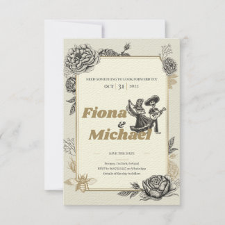 Tanzen Calaveras Hochzeit Einladung