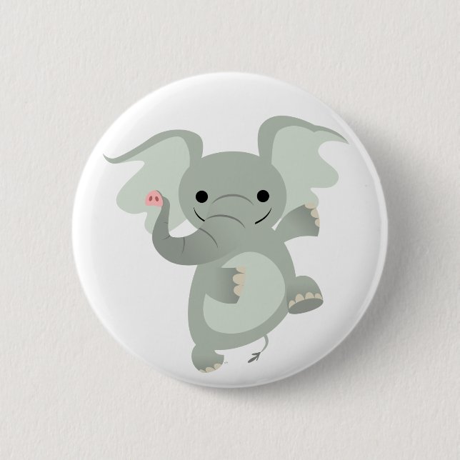 Tanzen-Cartoon-Elefant-Knopf-Abzeichen Button (Vorderseite)