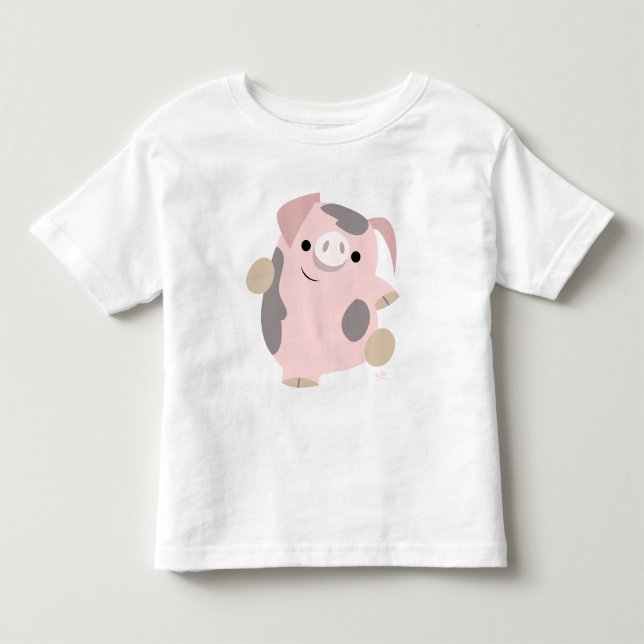 Tanzen-Cartoon-Schwein-Kinderkleid Kleinkind T-shirt (Vorderseite)
