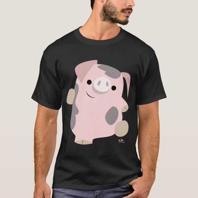 Tanzen-Cartoon-Schwein T-Shirt (Vorderseite)