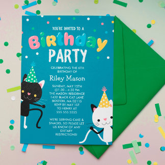 Tanzen Cats Kindergeburtstag Party Einladung