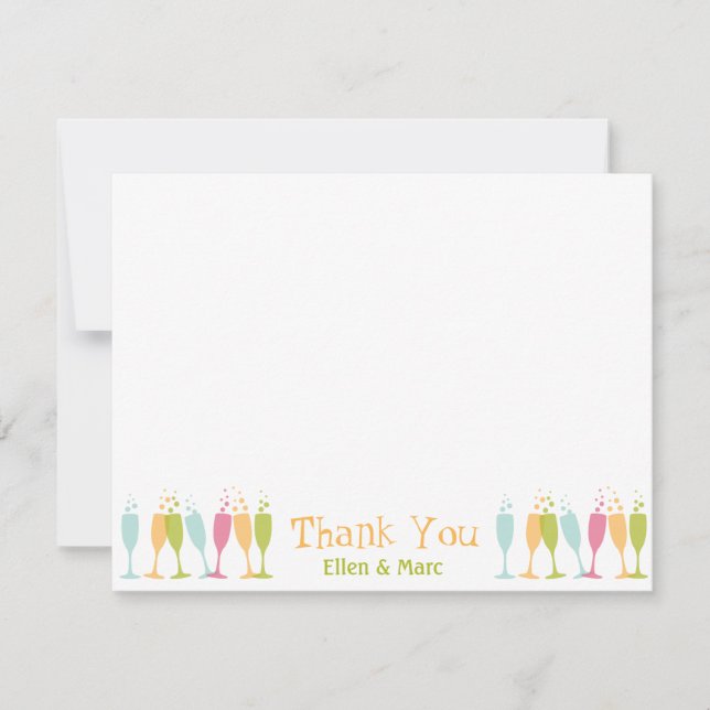 Tanzen Champagnerbrille Farbe blubbly danke (Vorderseite)