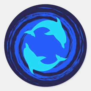 Tanzen-Delphin-Spirale Runder Aufkleber