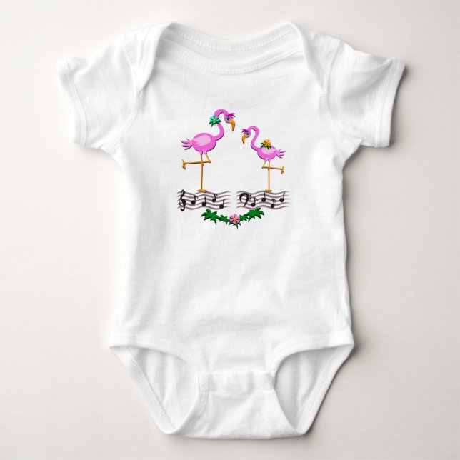 Tanzen-Flamingos Baby Strampler (Vorderseite)