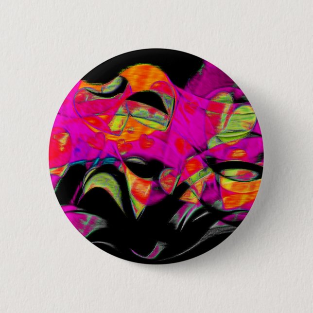 Tanzen-Herzen auf schwarzem Chiffon- Button (Vorderseite)