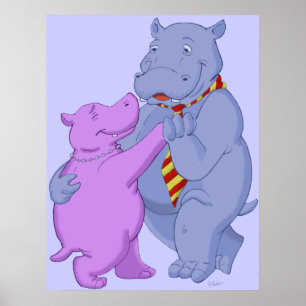 Tanzen Hippo Tango Poster Print