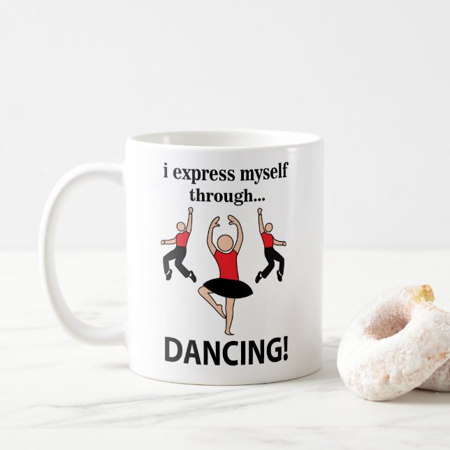 Tanzen Ich drücke mich durch Tanzen aus Kaffeetasse (Mit Donut)