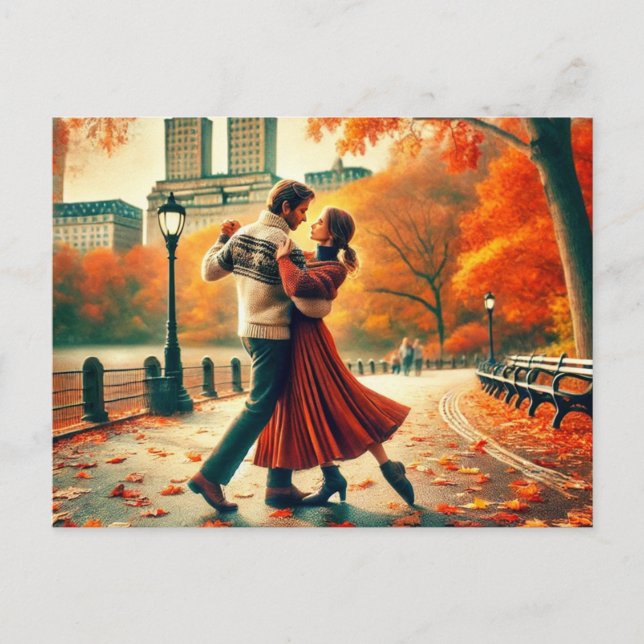 Tanzen im Central Park New York Herbst Postkarte (Vorderseite)