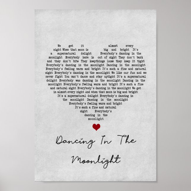 Tanzen im Mondlicht Graues Herz Song Lyric Poster (Vorne)