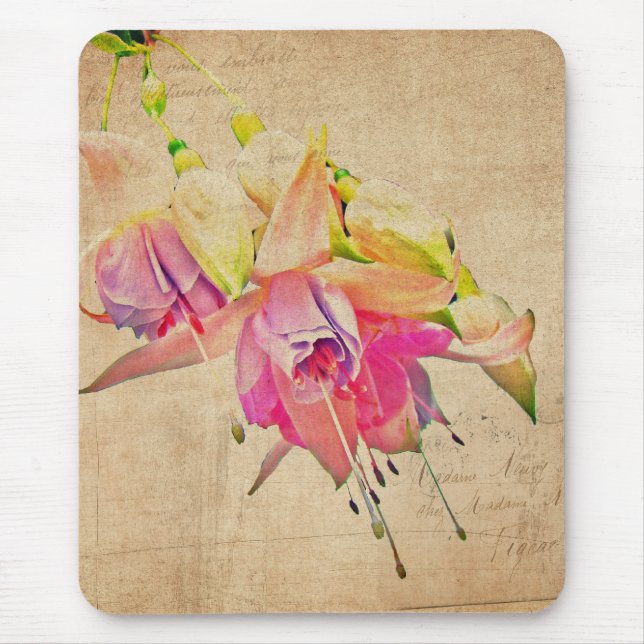 Tanzen im Wind - Fuchsien-Blume Mousepad (Vorne)