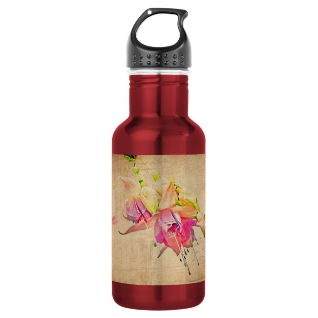 Tanzen im Wind - Fuchsien-Blume Trinkflasche (Vorderseite)