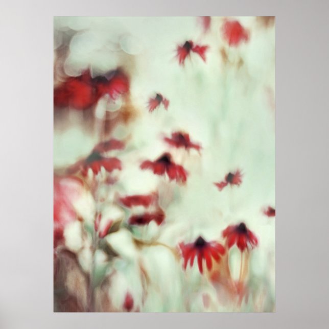 Tanzen in den Blume Wind, Red Painterly Dreamy Sof Poster (Vorne)