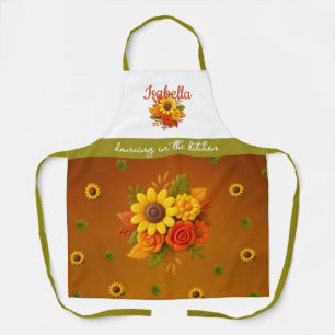 "Tanzen in der Küche" - Herbst Sonnenblumenladen Schürze