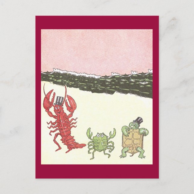 Tanzen Krustentiere & Turtle am Strand Postkarte (Vorderseite)