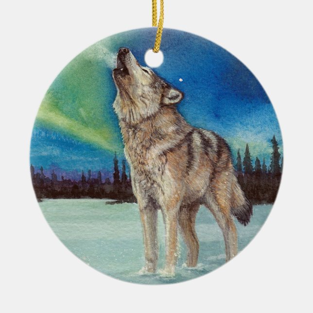 Tanzen-Lichter, die runde Verzierung des Wolfs Keramikornament (Vorne)