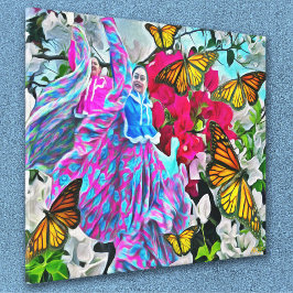 Tanzen mit Blume & Schmetterlingen PV01 Art Leinwanddruck