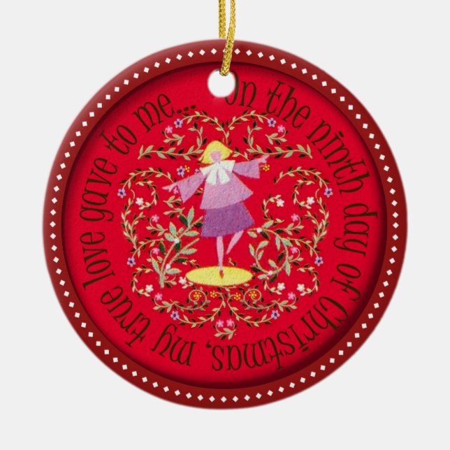 Tanzen mit neun Damen Keramikornament (Vorne)