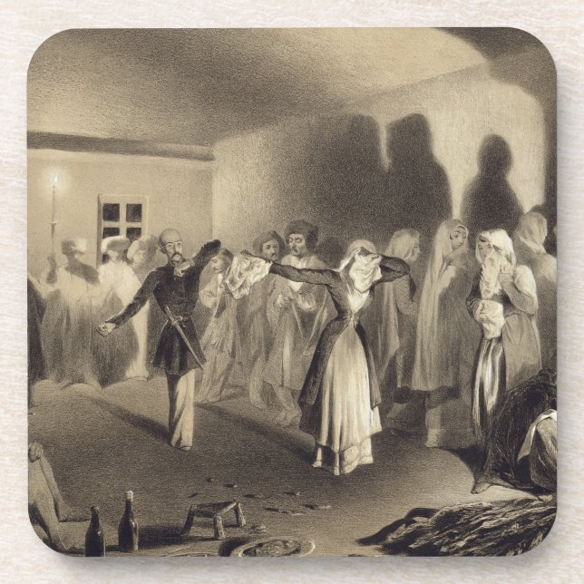 Tanzen-Party bei Kagha-Choura, Dagestan, Platte 55 Getränkeuntersetzer (Vorderseite)
