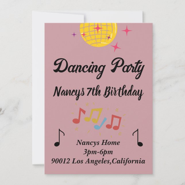 Tanzen Party Geburtstagsfeier Einladung (Vorderseite)
