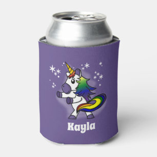 Tanzen-RegenbogenUnicorn mit Starry lila Himmel Dosenkühler