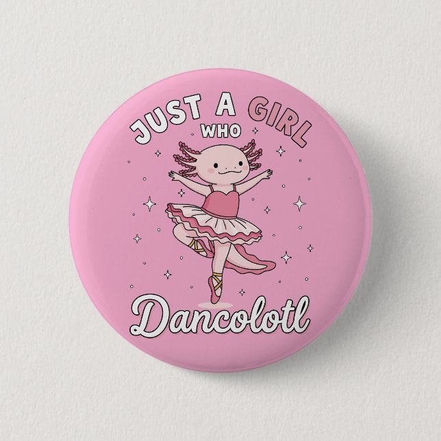 Tanzen rosa Axolotl im Ballett Tutu Button (Vorderseite)