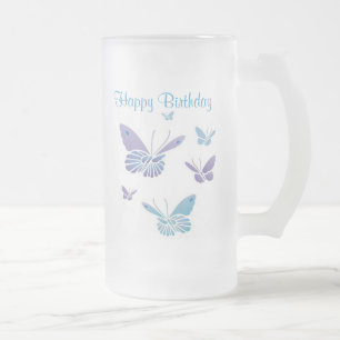 Tanzen-Schmetterlinge, alles Gute zum Geburtstag Mattglas Bierglas