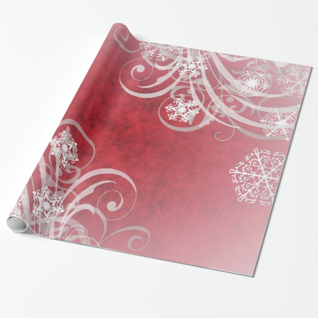 Tanzen-Schneeflocke-Rot-Feiertag Geschenkpapier (Ungerollt)