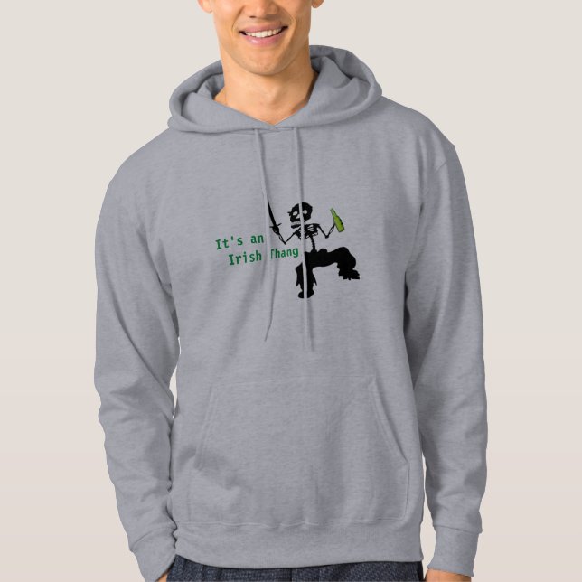 Tanzen Skeleton Grüne Biere, Funny St. Patrick's Hoodie (Vorderseite)